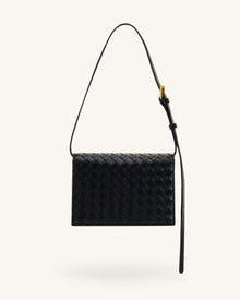 Clio Woven Textured Envelope Crossbody Bag - Black