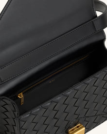 Clio Woven Textured Envelope Crossbody Bag - Black