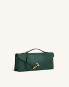 Celeste Envelope Top Handle Bag - Olive Green Lizard Texture