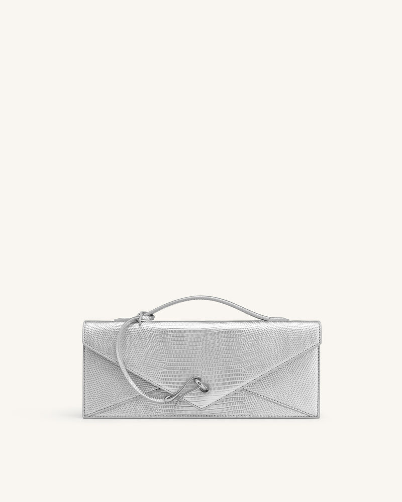 Celeste Envelope Top Handle Bag - Silver Lizard Texture