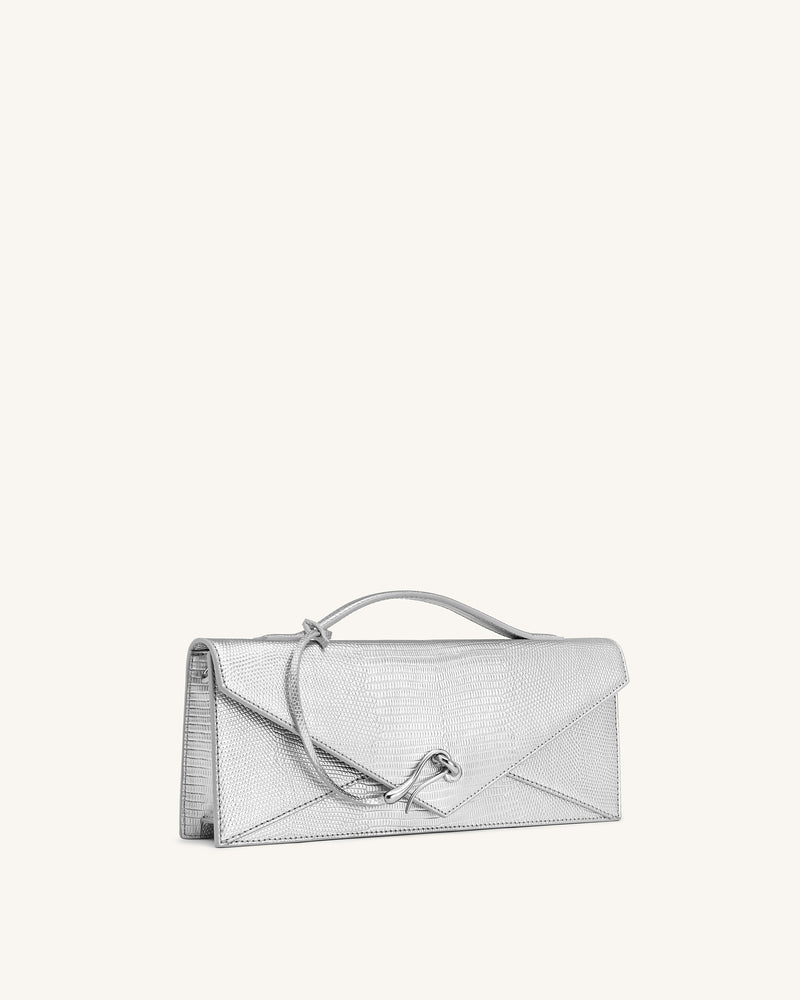 Celeste Envelope Top Handle Bag - Silver Lizard Texture