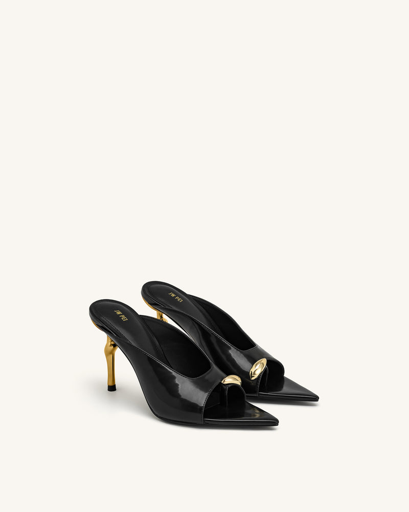 Noemi Pointed-Toe Mule Heels - Black