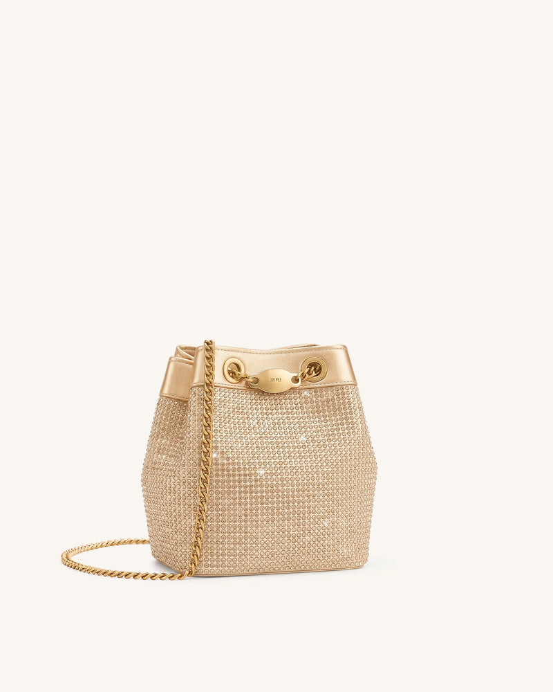 Yara Artificial Crystal Bucket Bag - Champagne