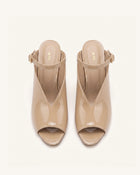 Alivia Gold Metal Peep-Toe Heels - Khaki
