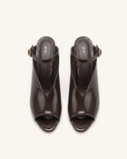 Alivia Gold Metal Peep-Toe Heels - Dark Brown