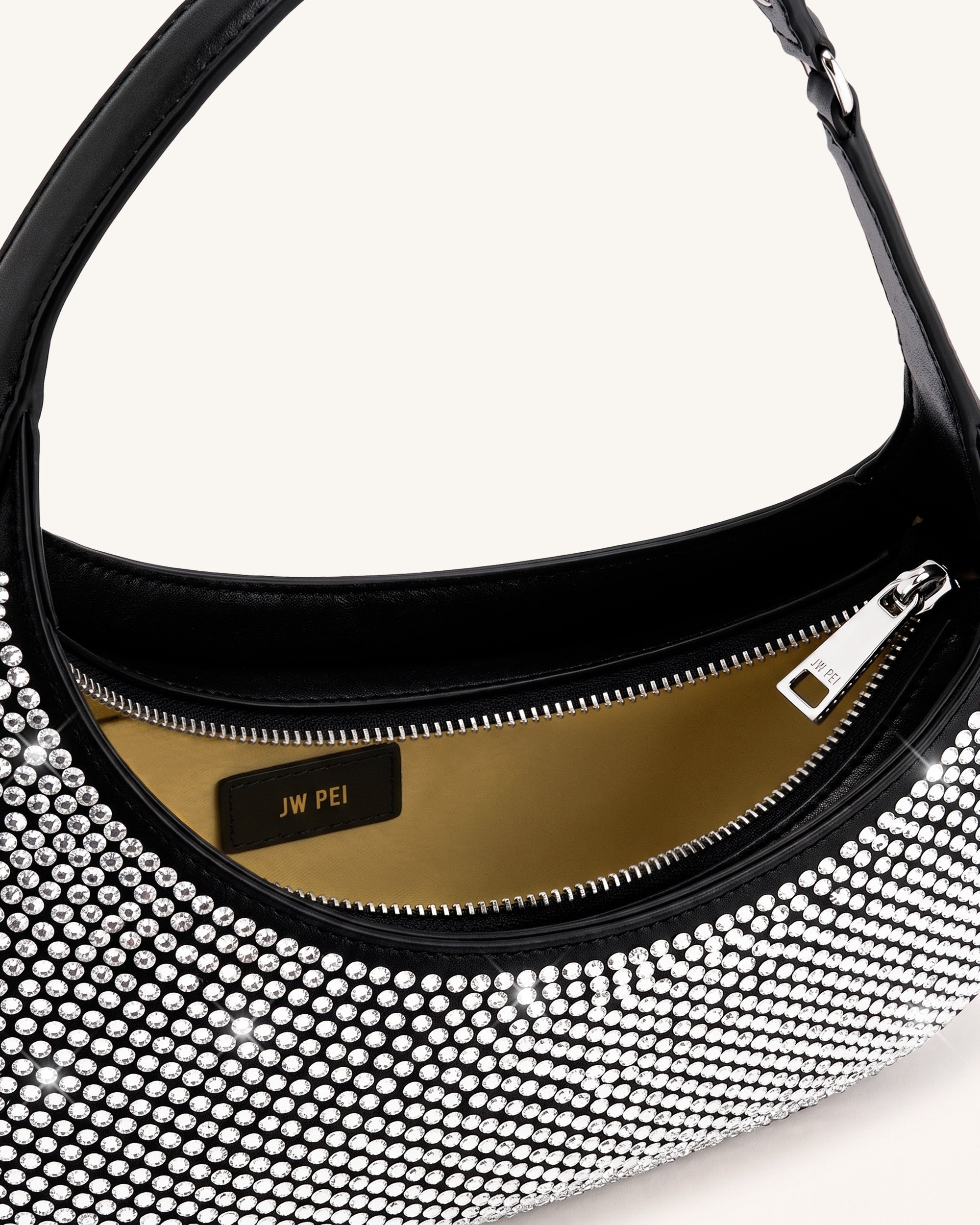 Harlee Artificial Crystal Shoulder Bag - Black
