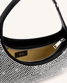 Harlee Artificial Crystal Shoulder Bag - Black