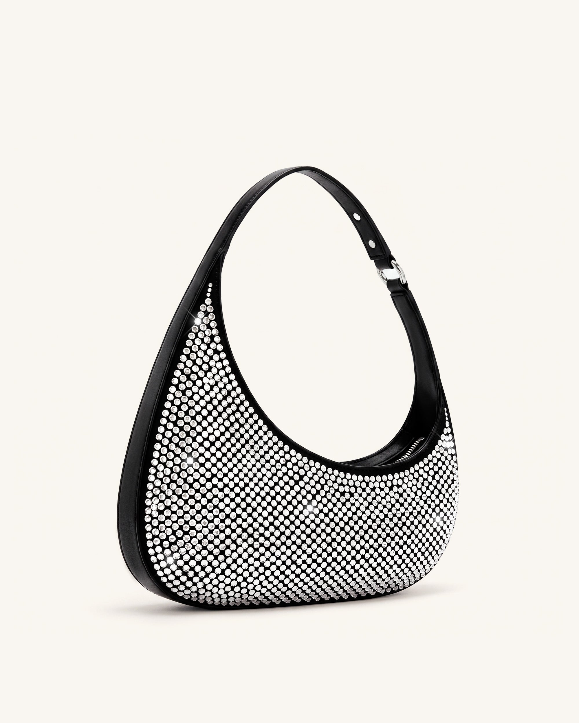 Harlee Artificial Crystal Shoulder Bag - Black
