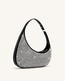 Harlee Artificial Crystal Shoulder Bag - Black