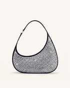 Harlee Artificial Crystal Shoulder Bag - Black