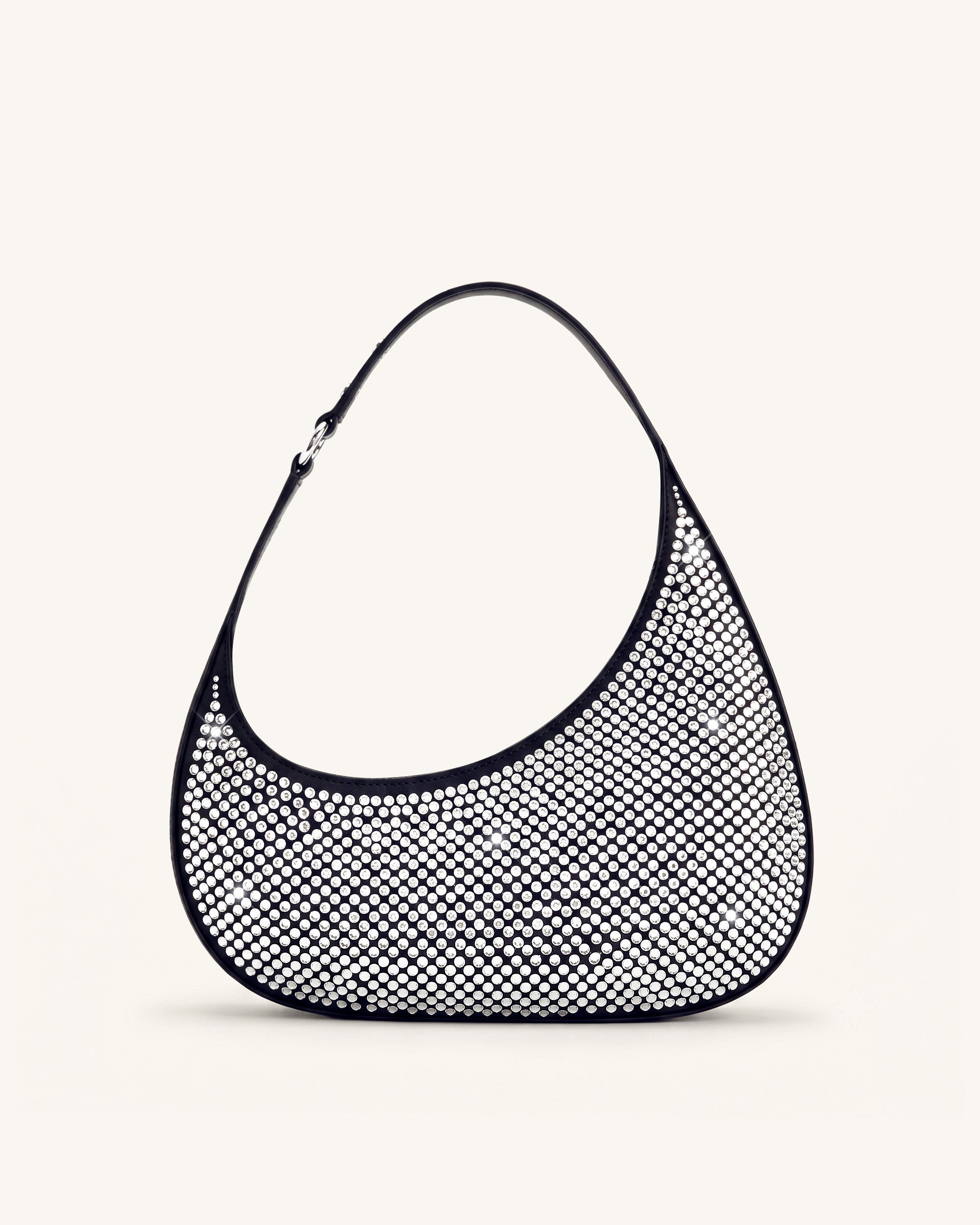 Harlee Artificial Crystal Shoulder Bag - Black