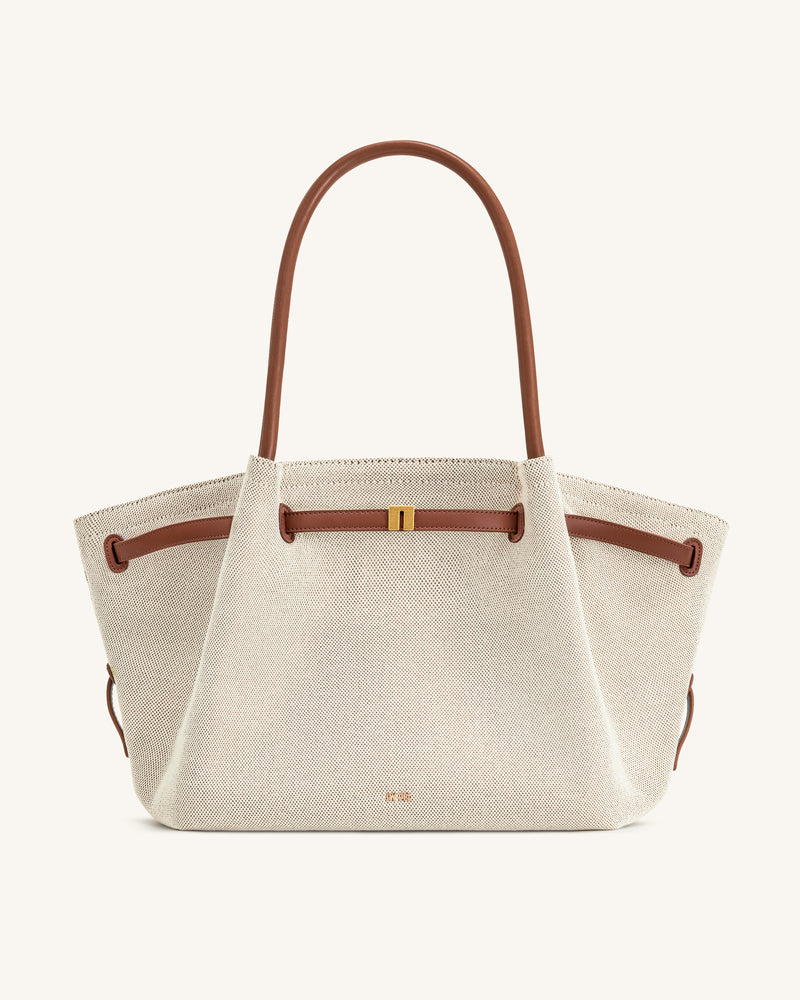 Hana Large Tote Bag - Brown Canvas