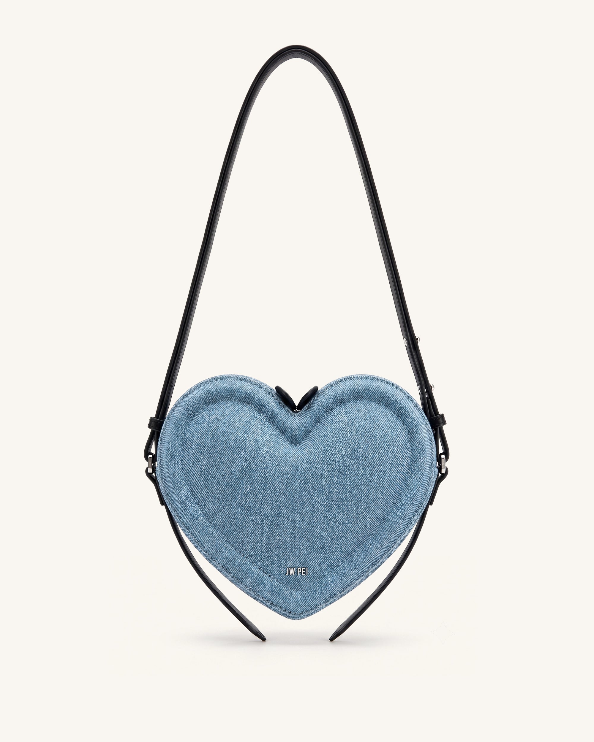 Arlene Heart Shaped Crossbody Bag - Light Blue Denim
