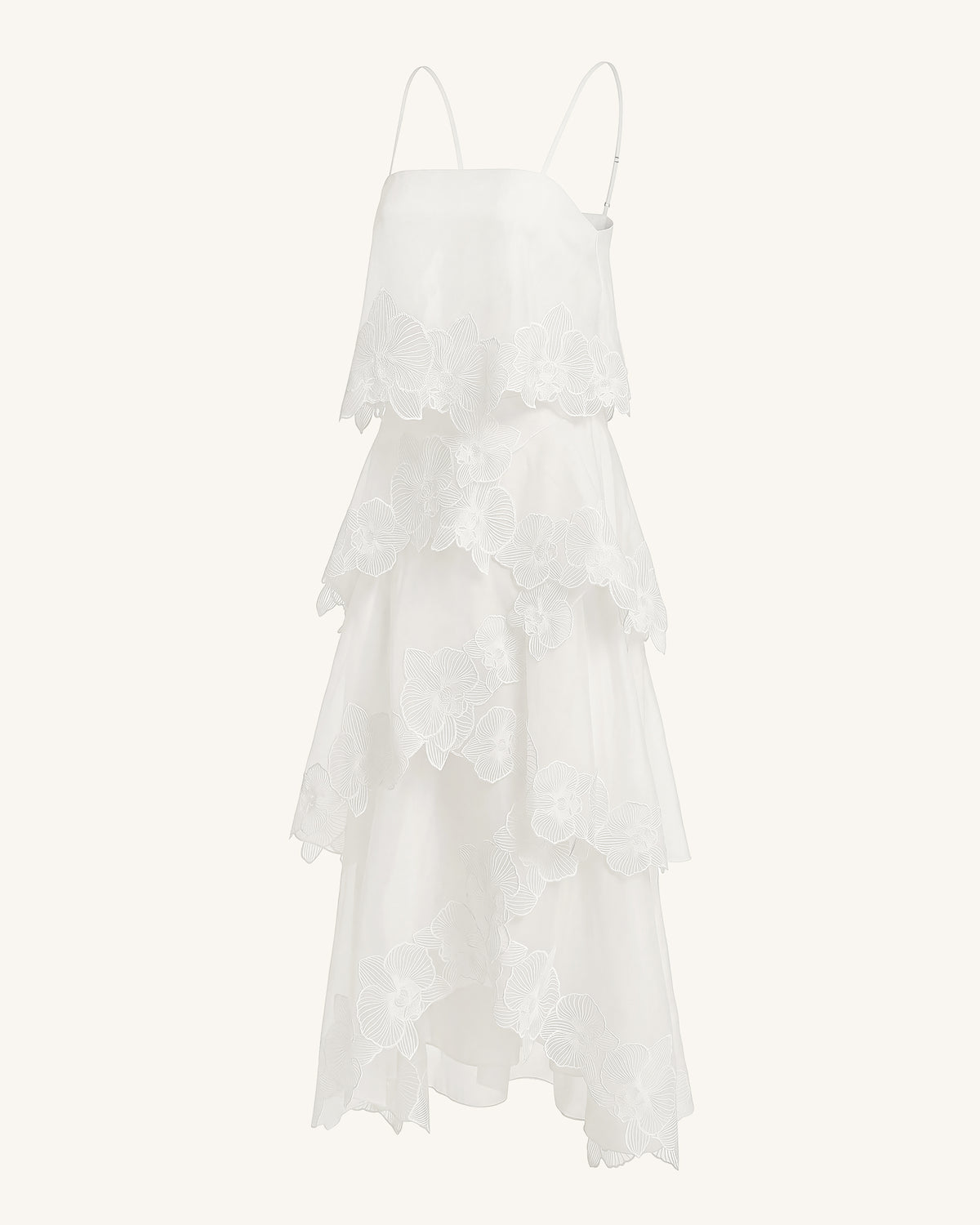 Orchid Embroidered Layered Maxi Dress - White
