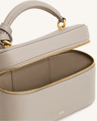 Cleo Box Shape Top Handle Bag - Taupe