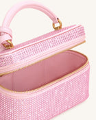 Cleo Artificial Crystal Box Shape Top Handle Bag - Pink