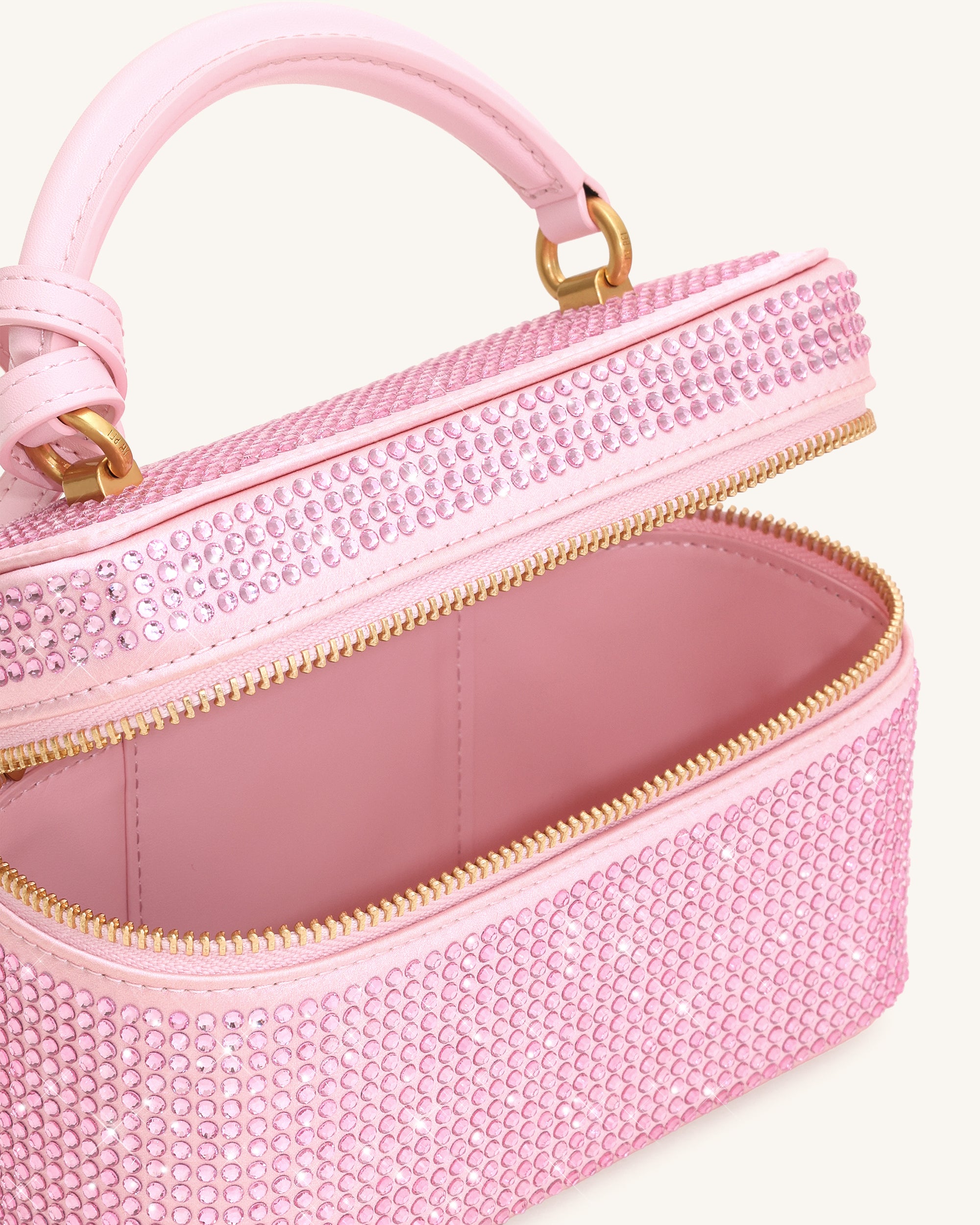 Cleo Artificial Crystal Box Shape Top Handle Bag - Pink