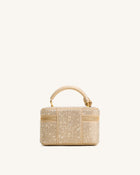 Cleo Artificial Crystal Box Shape Top Handle Bag - Champagne