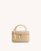 Cleo Artificial Crystal Box Shape Top Handle Bag - Champagne