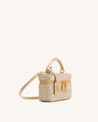 Cleo Artificial Crystal Box Shape Top Handle Bag - Champagne