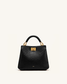 Lucia Elephant-Effect Top Handle Bag - Black