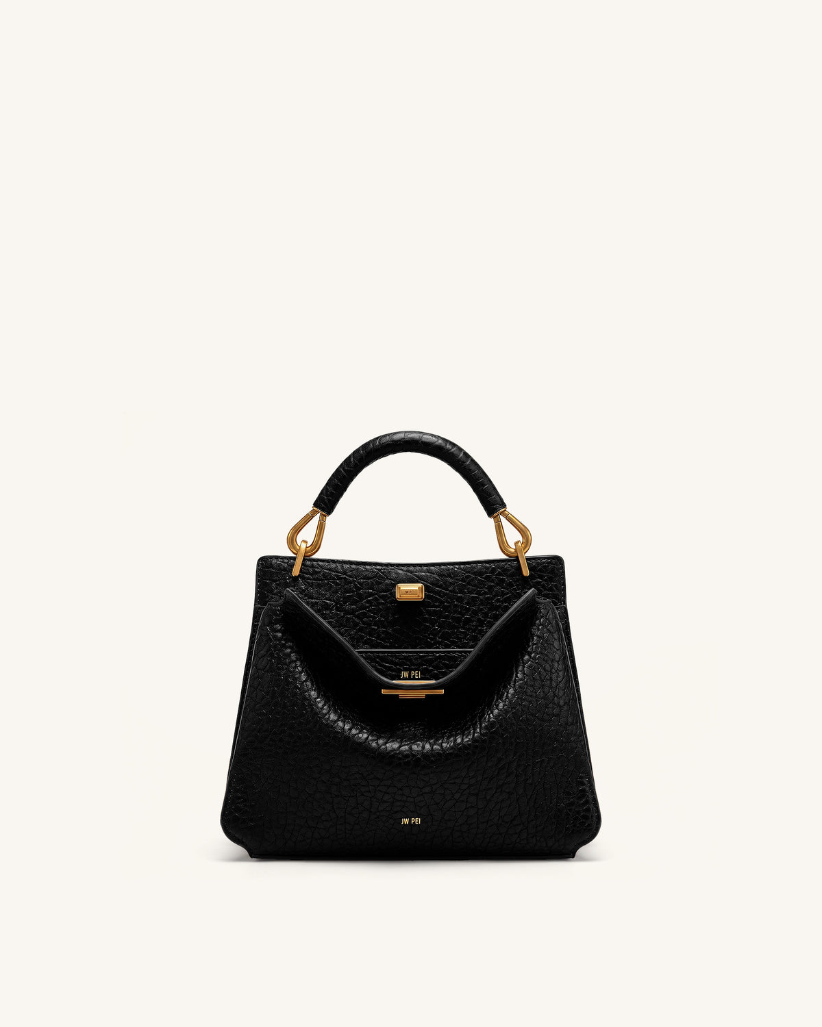 Lucia Elephant-Effect Top Handle Bag - Black