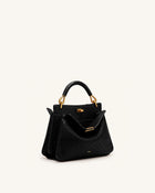 Lucia Elephant-Effect Top Handle Bag - Black