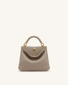 Lucia Elephant-Effect Top Handle Bag - Stone Gray