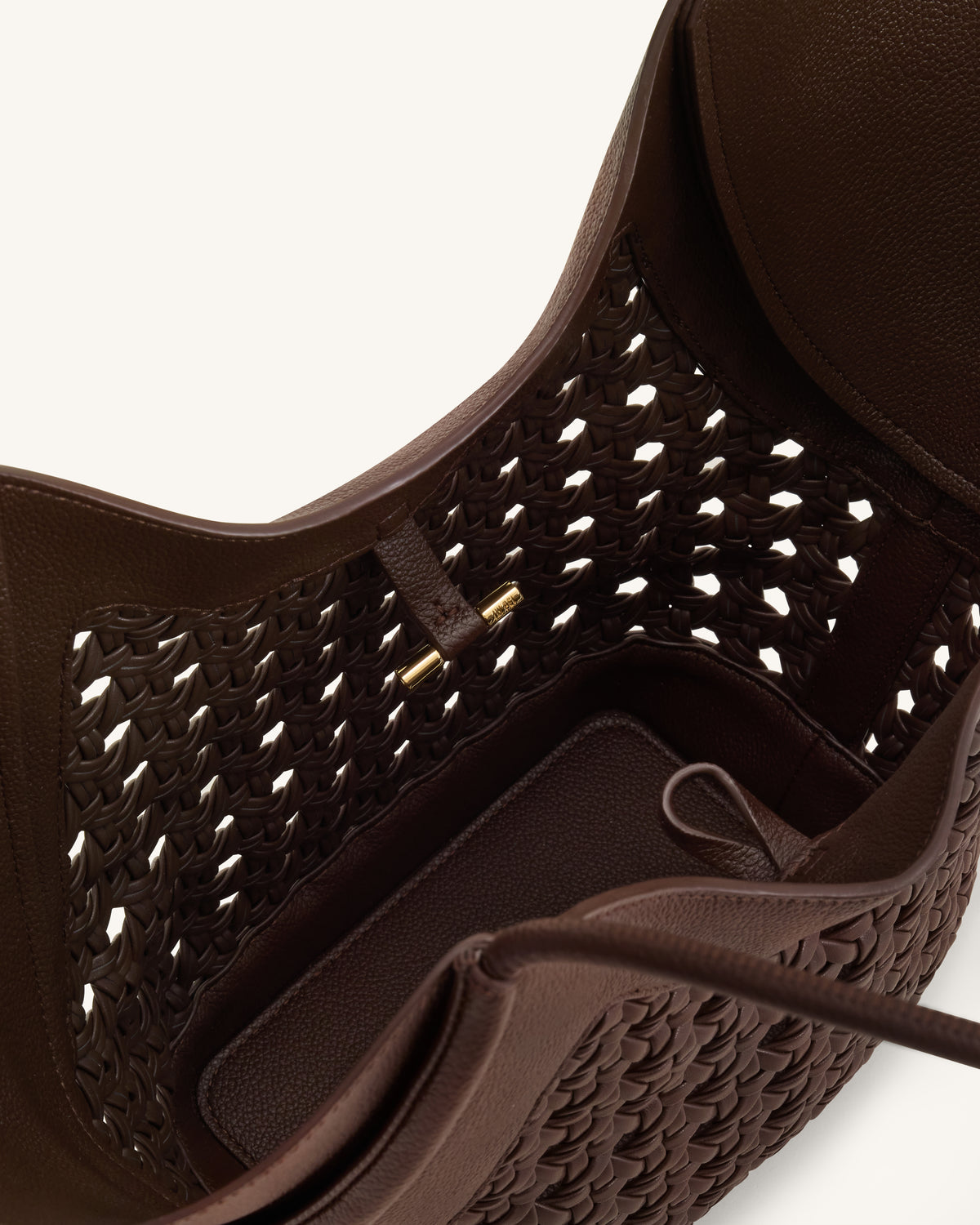 Maribel Woven Panel Tote Bag - Dark Brown