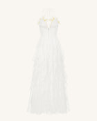 Lily-Embroidered Embroidered Halter Tiered Maxi Dress - White