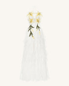 Lily-Embroidered Embroidered Halter Tiered Maxi Dress - White
