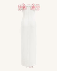Flower Embroidered Off-Shoulder Maxi Dress - Ivory