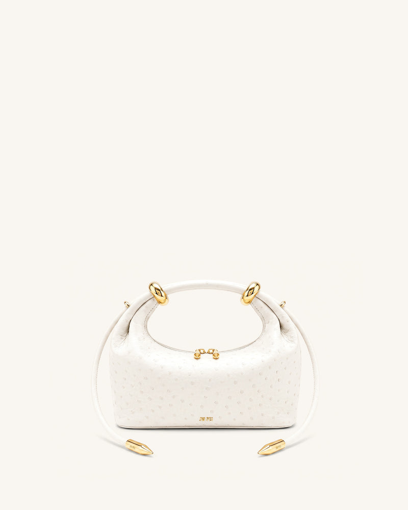 Ellie Metal Ring Embellished Top Handle Bag - Off White