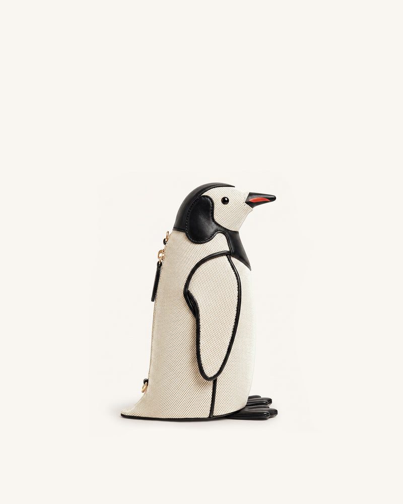 Pia Penguin Crossbody Bag - Black Canvas