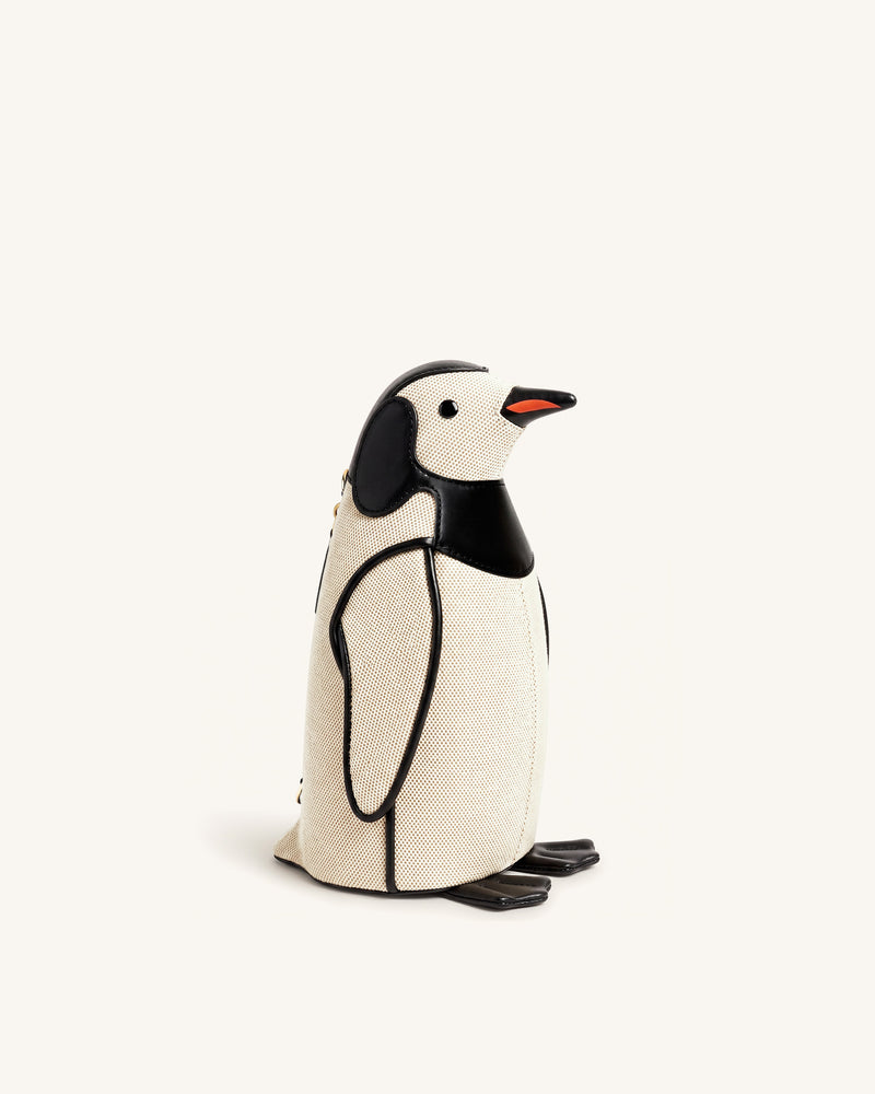 Pia Penguin Crossbody Bag - Black Canvas