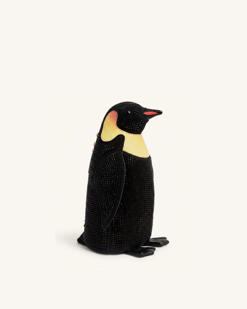 Pia Penguin Artificial Crystal Crossbody Bag - Black