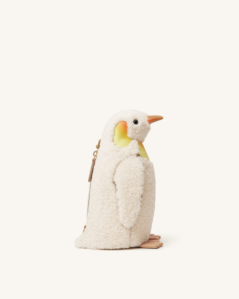 Pia Penguin Faux Fur Crossbody Bag - Off White