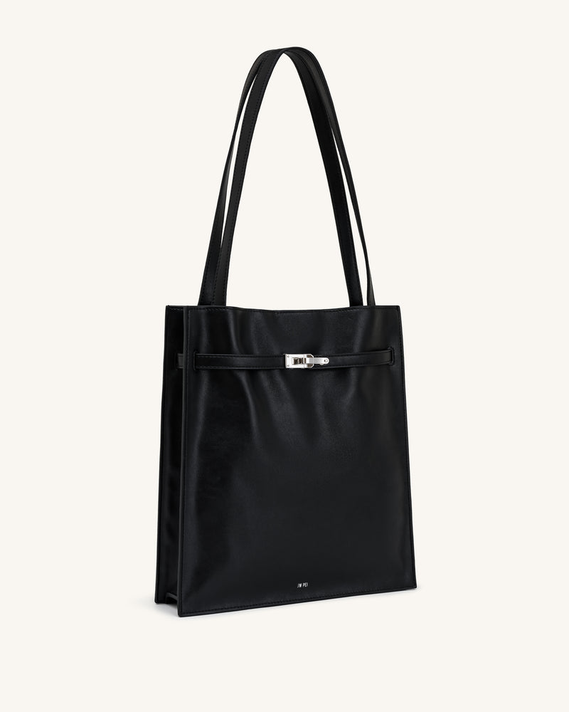 Noelle Belted Tote Bag - Black