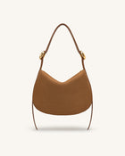Avery Faux Suede Draped Hobo Bag - Camel