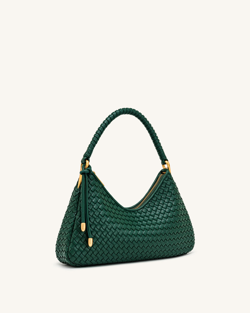 Lorena Woven Shoulder Bag - Emerald Green
