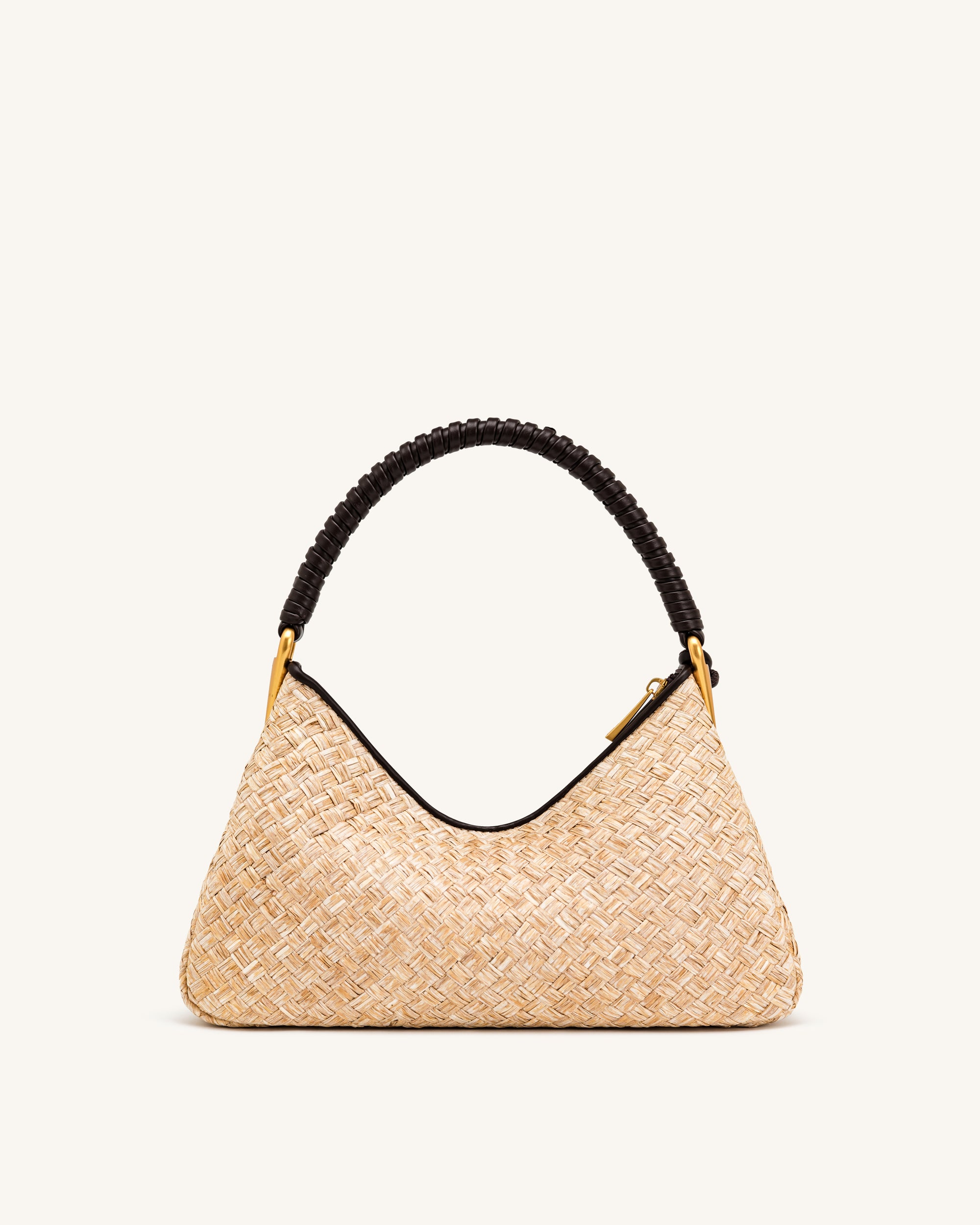 Lorena Faux Straw Shoulder Bag - Brown
