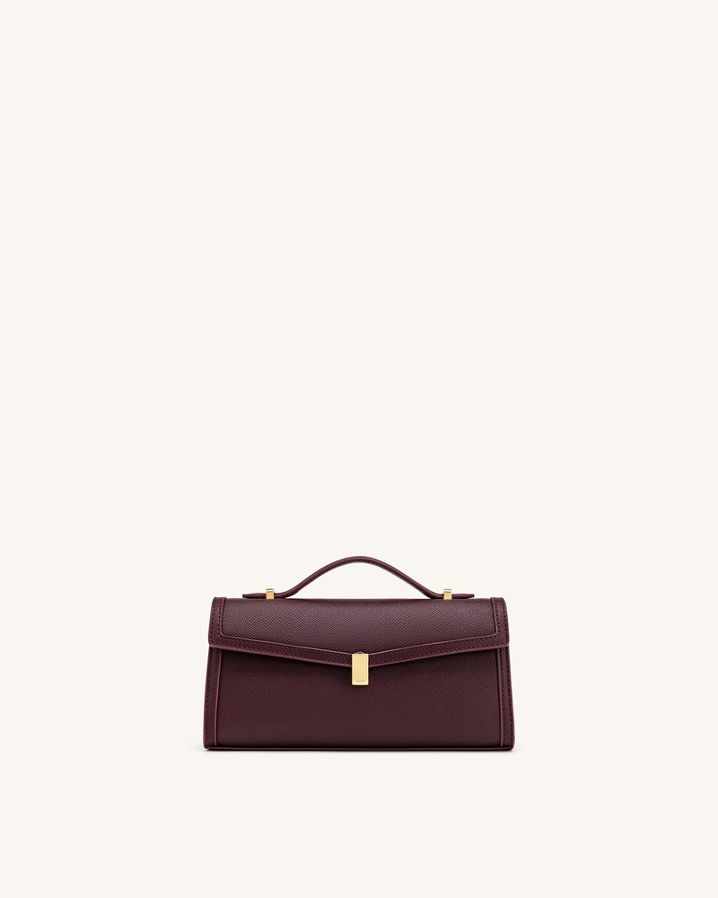 Delphine Saffiano Top Handle Bag - Deep Burgundy