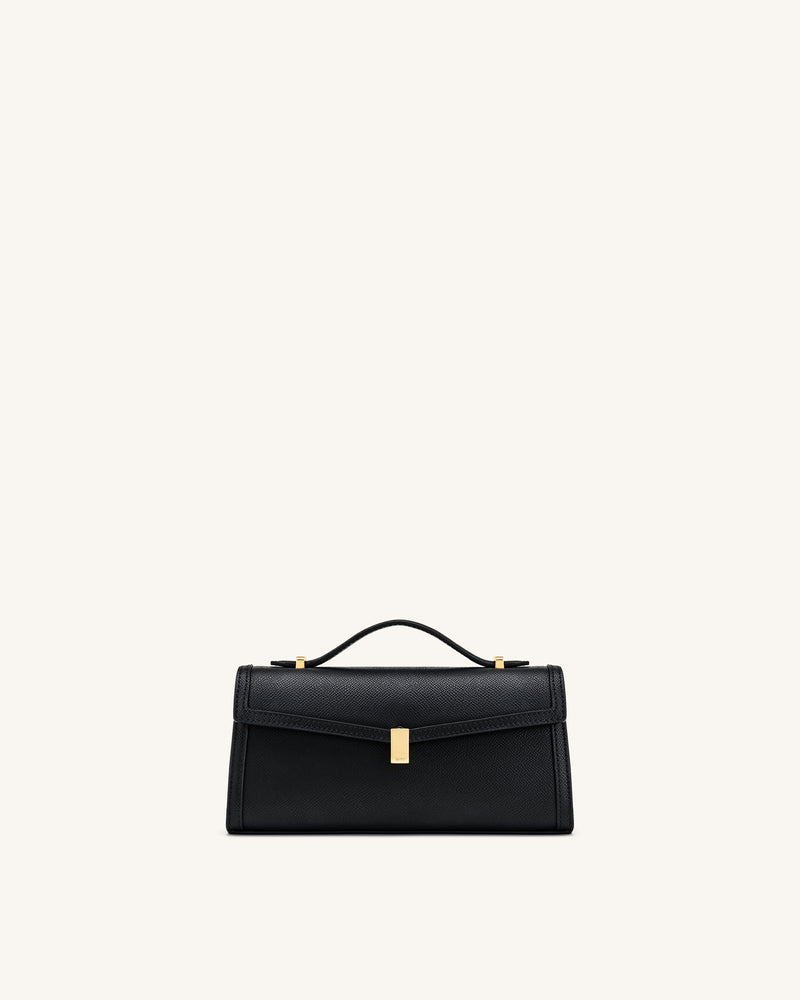 Delphine Saffiano Top Handle Bag - Black