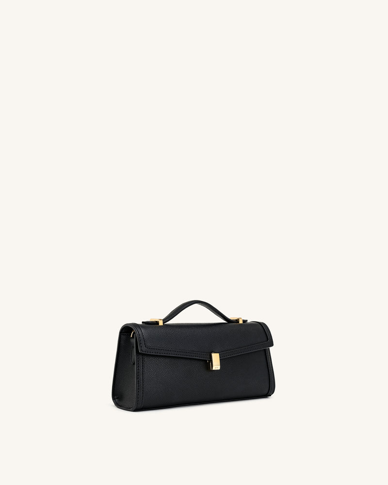 Delphine Saffiano Top Handle Bag - Black
