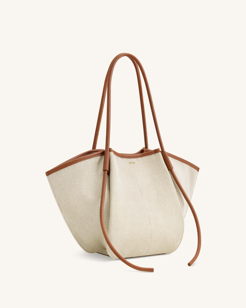 Nala Wide Tote Bag - Brown Canvas