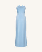 Floral Embroidered Long Dress - Blue