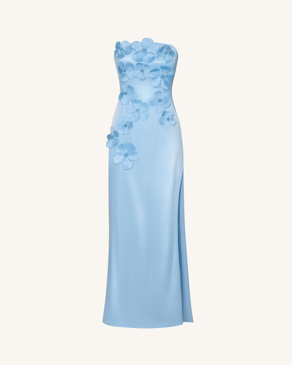 Floral Embroidered Long Dress - Blue