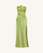 Floral Embroidered Long Dress - Green