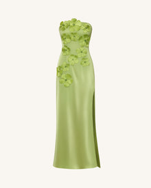 Floral Embroidered Long Dress - Green