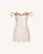 Off Shoulder Lace Mini Dress - White